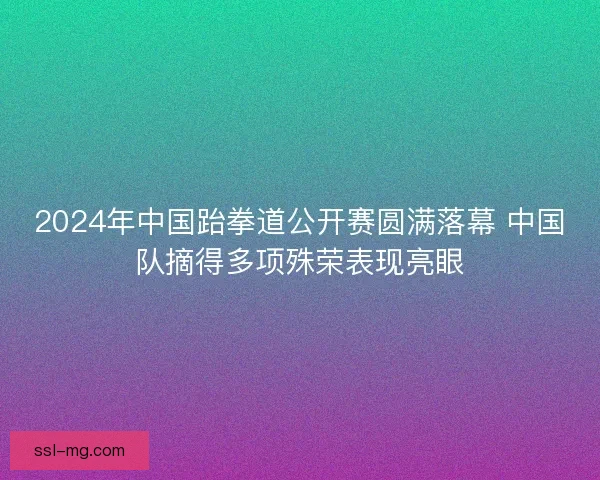 2024年中国跆拳道公开赛圆满落幕 中国队摘得多项殊荣表现亮眼